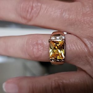 Fashion Ring Synthetic Yellow Topaz Fashion Dazzler